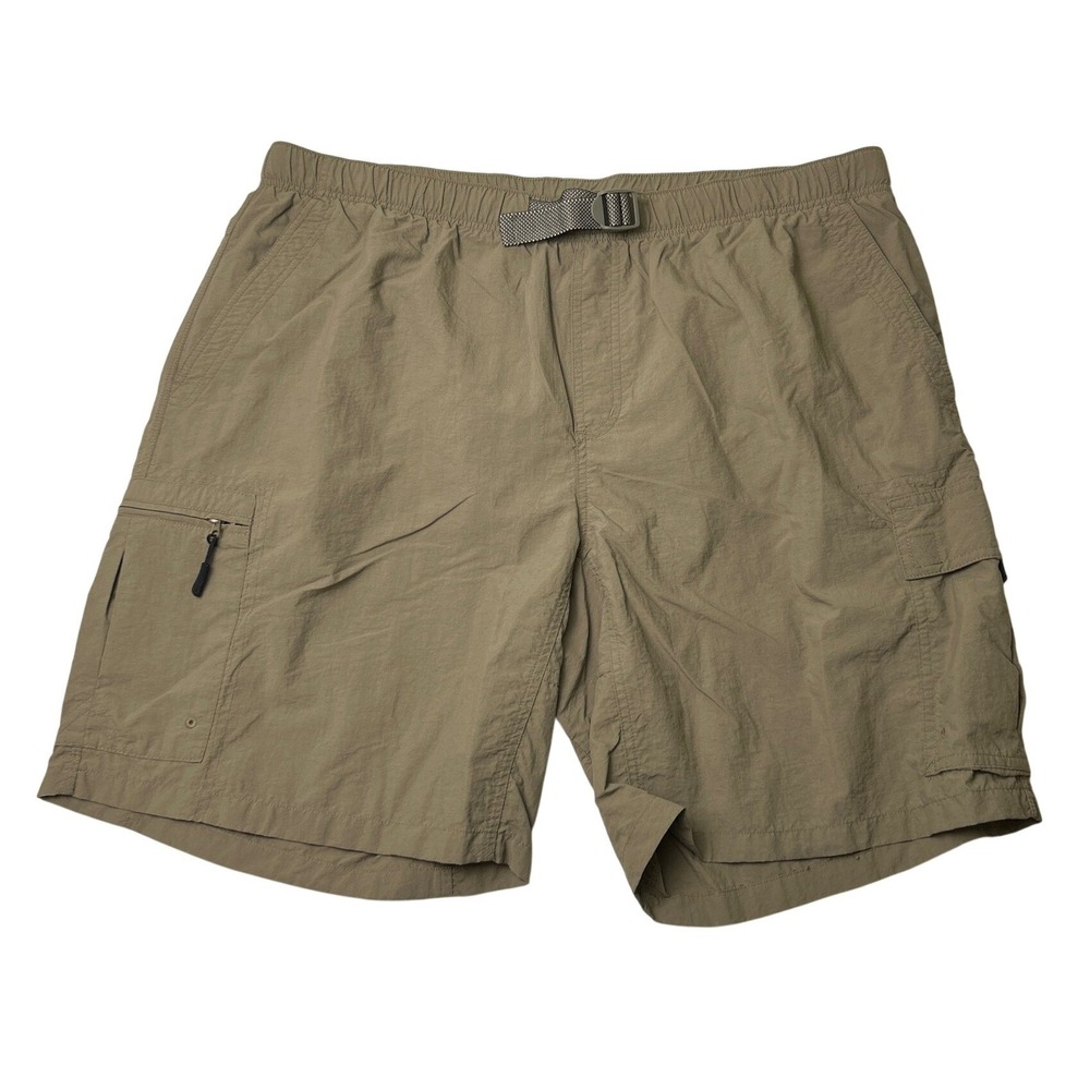 Columbia Mens Belted Mesh Lined Nylon Cargo Hiking Shorts Size XL Tan Gorpcore